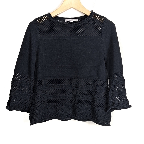 Ann Taylor LOFT Crochet Trim Pullover Sweater